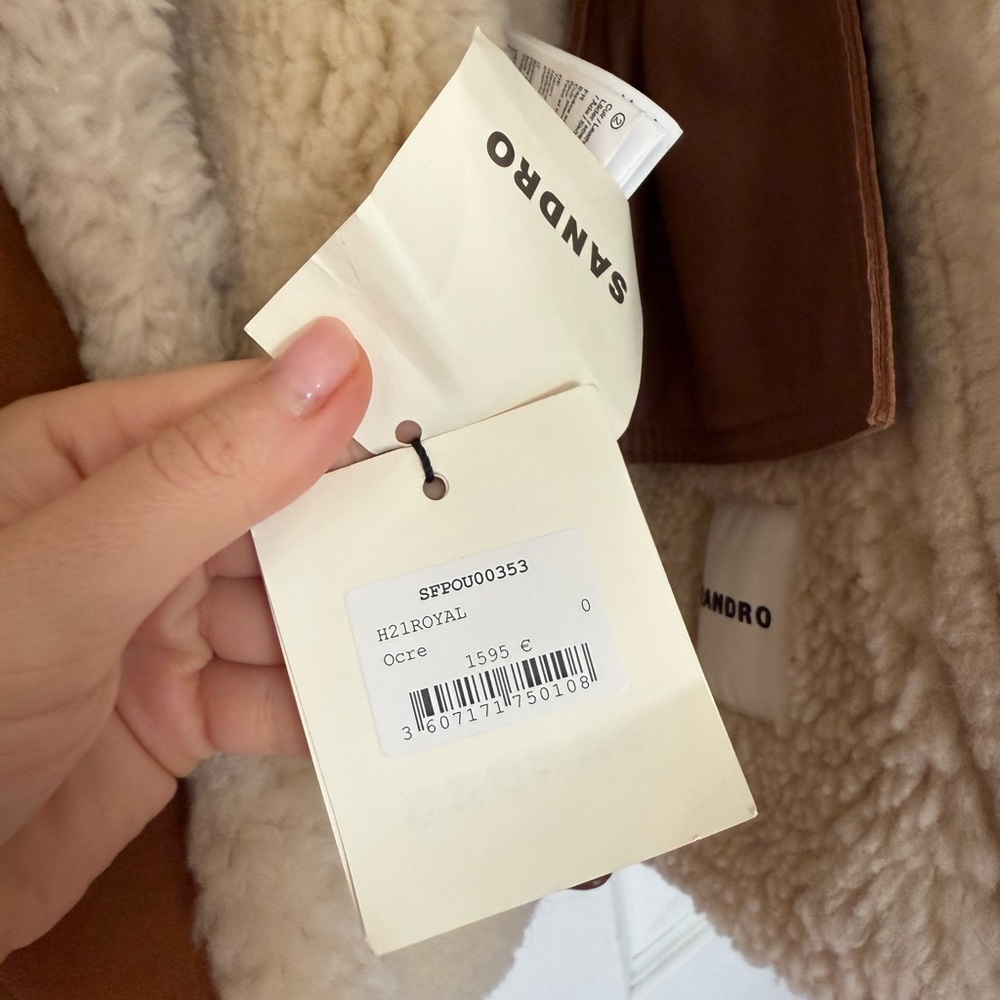 SANDRO Royal 100% Shearling Leather Jacket - Picture 12 of 14